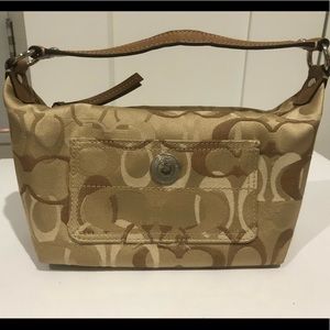 Coach embossed tan handbag $45